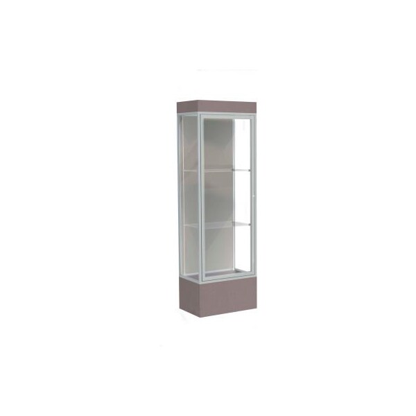 Waddell Display Case Of Ghent Edge Lighted Floor Case, Harbor Back, Satin Frame, 12" Morro Zephyr Base, 24"W x 76"H x 20"D 93LFHB-SN-MZ - main